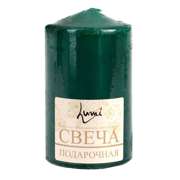 Свеча-столбик, 7х12 см, малахит