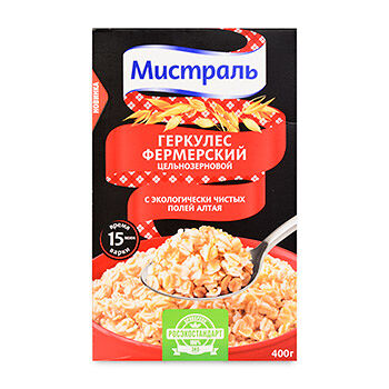 Хлопья овсяные Мистраль Геркулес Фермерский цельнозерновой