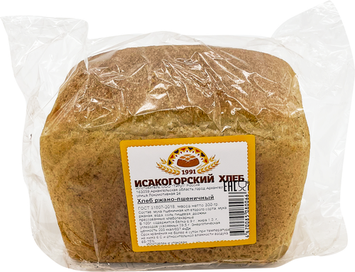 

Хлеб ржано-пшеничный Исакогорский хлеб 300 г