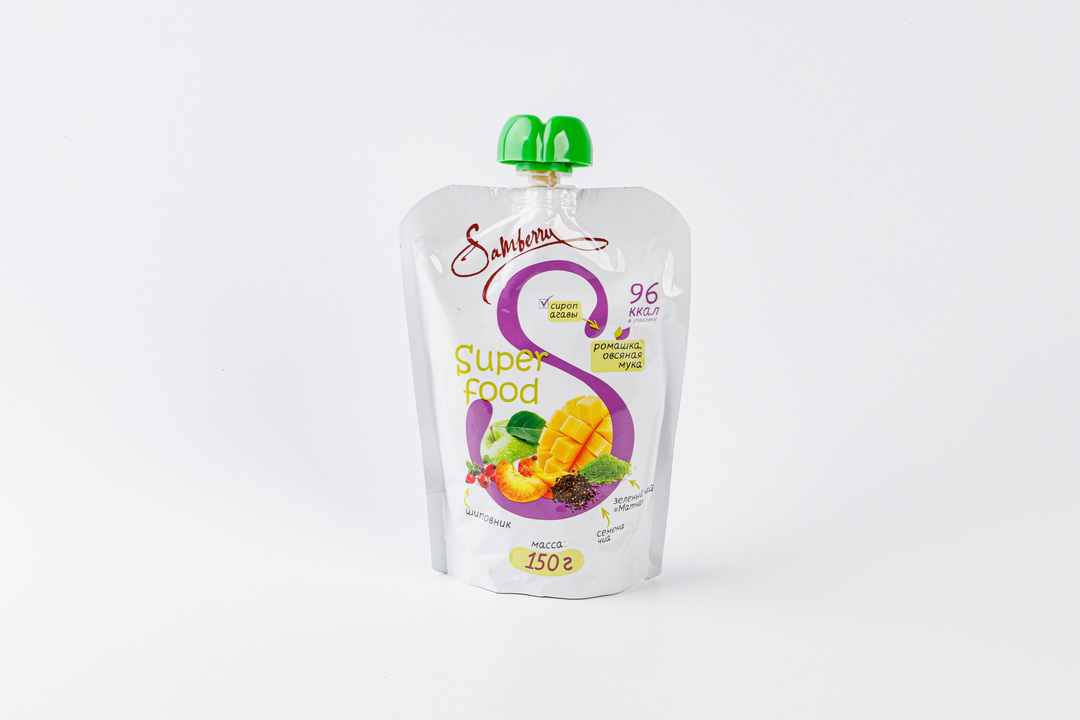 

Десерт Samberry Super Food "Манго-яблоко-персик" фруктово-овощной с чиа, 150 мл