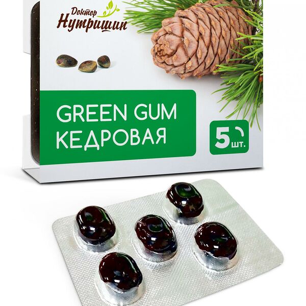 Доктор Нутришин Green gum Смолка жевательная кедровая таблетки 5 шт