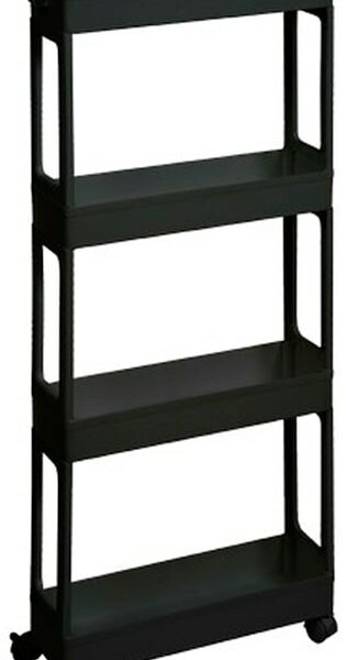 Этажерка Violet узкая 4-х ярусная на колесах черный