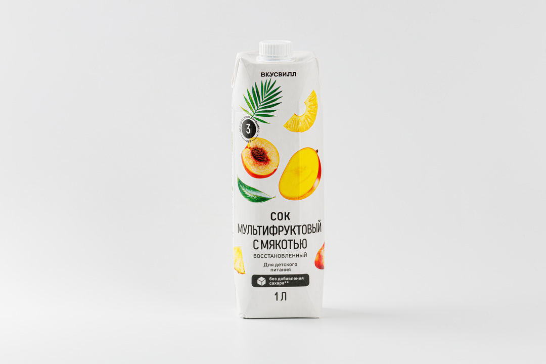 

Сок мультифруктовый ВкусВилл с мякотью восстановленный 1 л