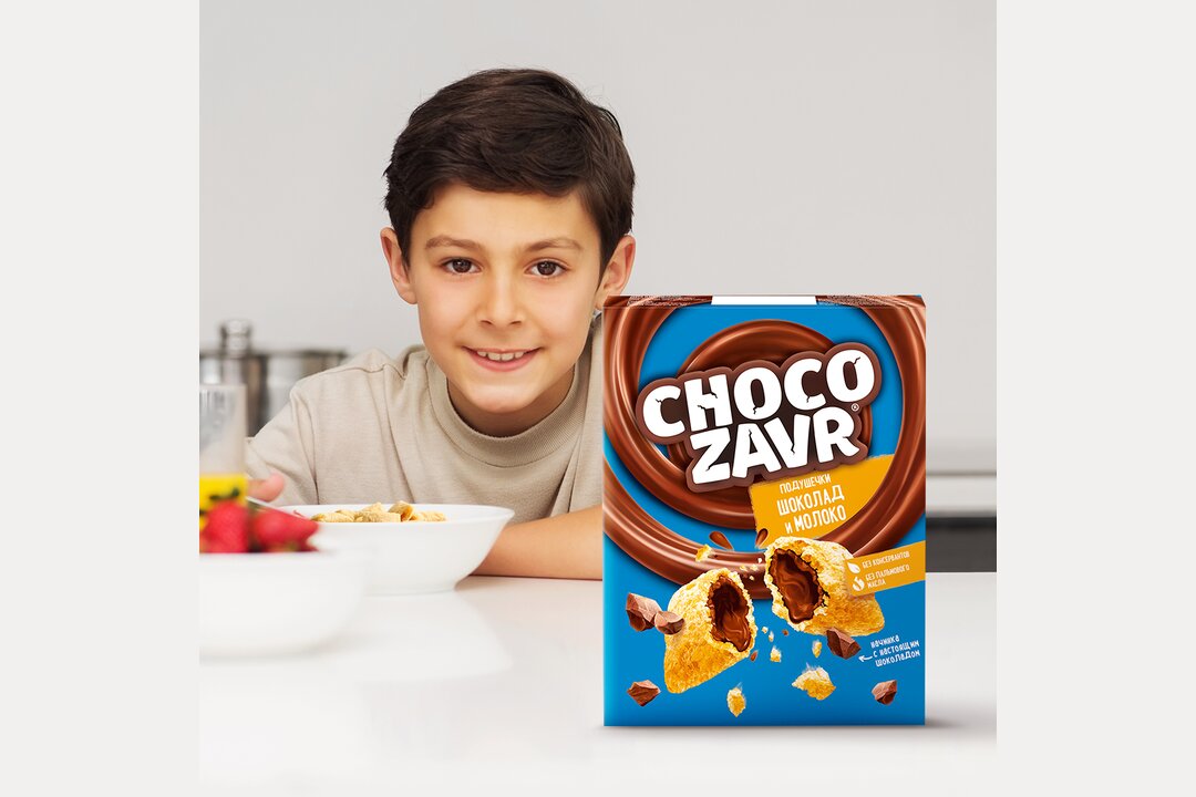 

Подушечки Chocozavr хрустящие с шоколадно-молочной начинкой 220г