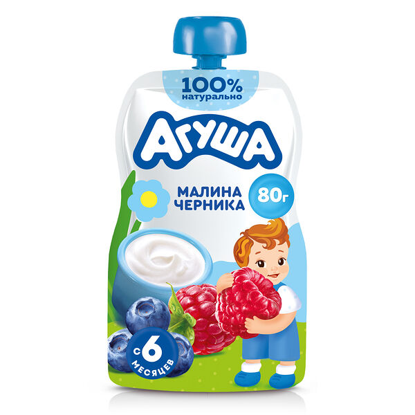 Творог детский фруктовый Агуша Малина-Черника 4%, с 6 месяцев 80 г