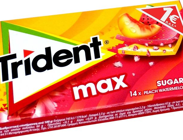 Жевательная резинка Trident без сахара со вкусом арбуза и персика