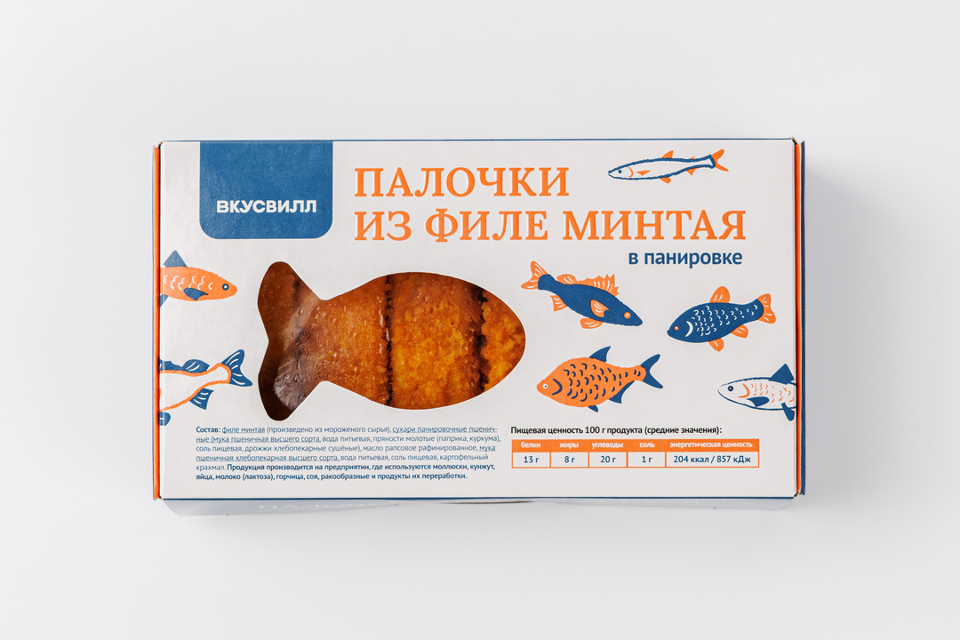 

Палочки ВкусВилл из филе минтая в панировке замороженные 300 г