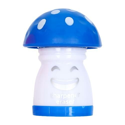 Ластик + точилка с контейнером 1 отверстие Гриб, цвет в ассортименте, 1 шт