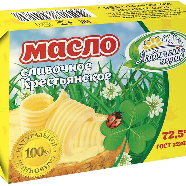 Масло сливочное Любимый Город Крестьянское 72.5%