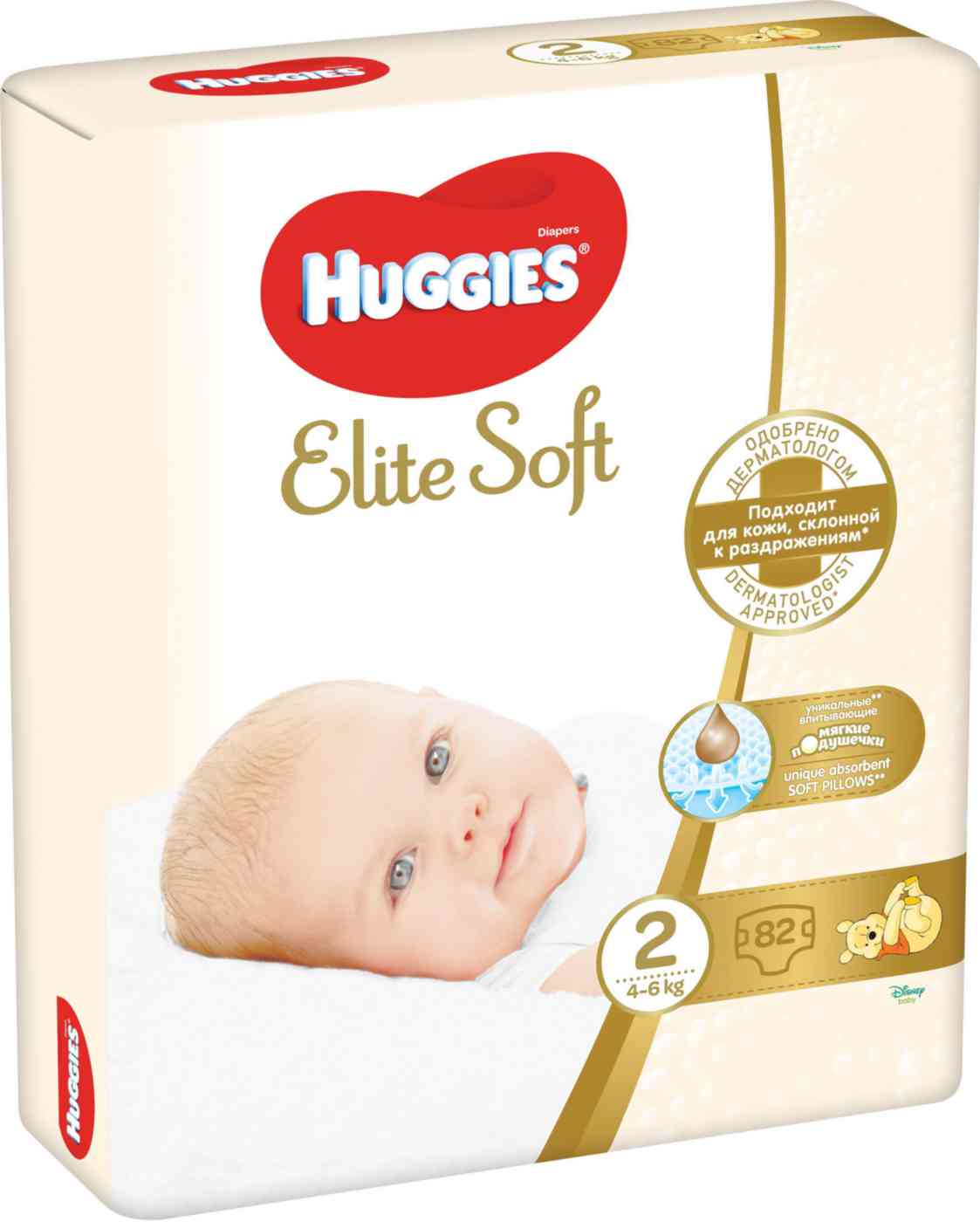 

Подгузники Huggies Elite Soft 2 4-6 кг 82 шт.