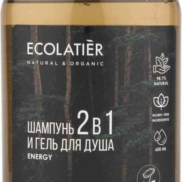 Шампунь и гель для душа мужской 2 в 1 Ecolatier Energy кипарис & зеленый чай 600 мл