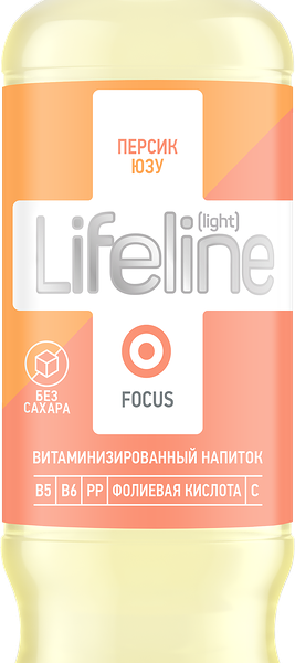 Напиток LIFELINE Focus Light со вкусом персика и юзу витаминизированный негазированный, 0.5л