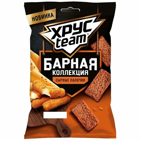 Сухарики ржано-пшеничные Хрусteam Барная коллекция сырные палочки 70 г