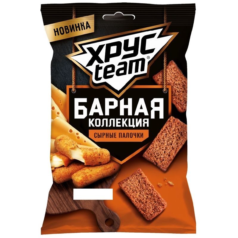 

Сухарики ржано-пшеничные Хрусteam Барная коллекция сырные палочки 70 г