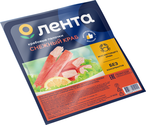 

Крабовые палочки охлажденные Лента Снежный краб (имитация) 200 г