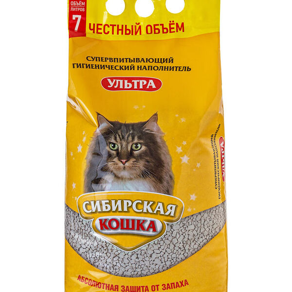Наполнитель Сибирская кошка Ультра комкующийся для кошек 7 л