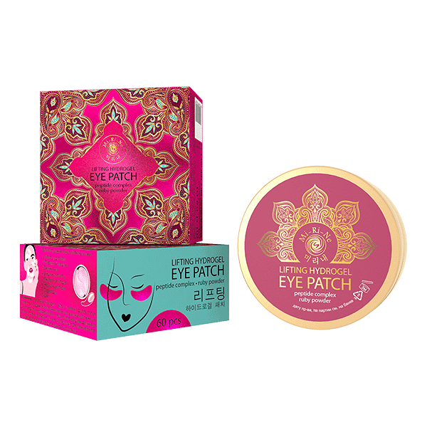 Лифтинг-патчи для области вокруг глаз Mi-Ri-Ne гидрогелевые с комплексом пептидов и рубиновой пудрой, 60 шт