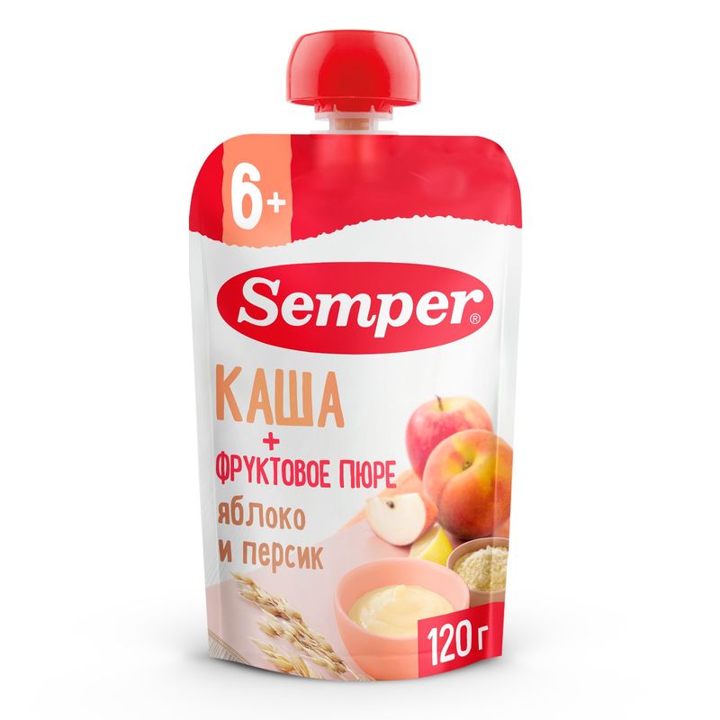 

Каша с фруктовым пюре Semper яблоко-персик с 6 месяцев 120 г