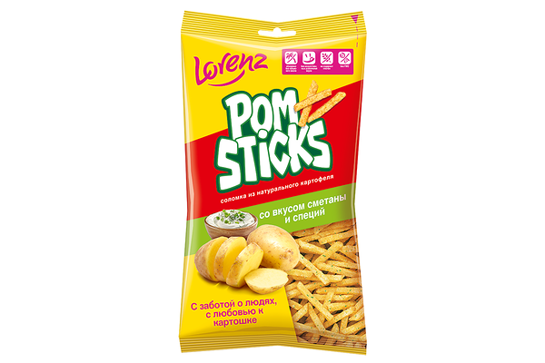 Чипсы картофельные Lorenz Pomsticks соломкой со вкусом сметаны и специй