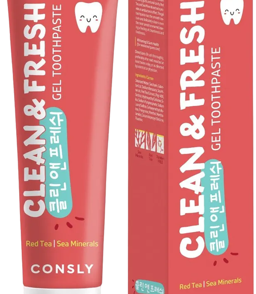Зубная паста Consly Clean&Fresh гелевая с экстрактом красного чая и морскими минералами 105г