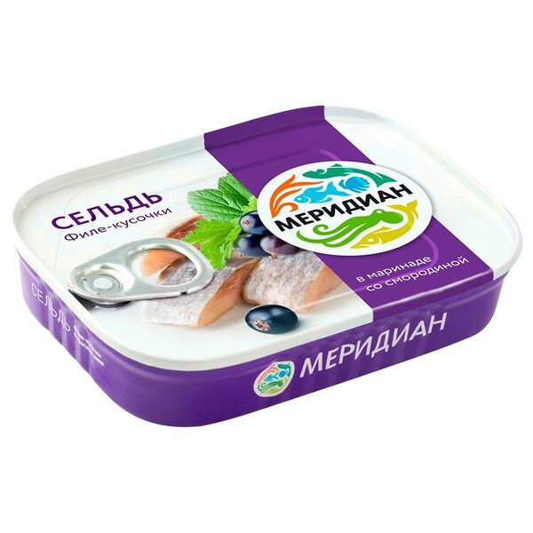 Сельдь Меридиан филе-кусочки в маринаде со смородиной