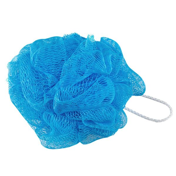 Мочалка-шар для тела Домовой, нейлон, голубая, 10х7 см