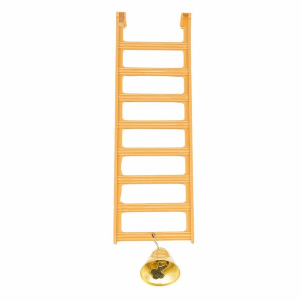 HOMEPET Лесенка для птиц пластиковая с колокольчиком бежевая 5х18.5 см