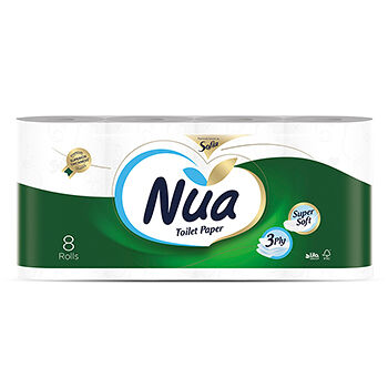 Туалетная бумага трёхслойная 150 листов, Nua, 8 рулонов, Турция