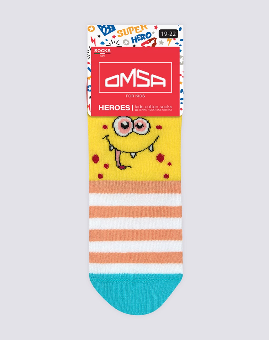 

Носки детские OMSA Kids Calzino, с дизайном монстрики, giallo