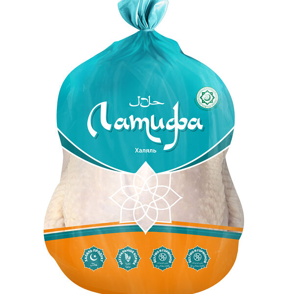 Тушка цыпленка-бройлера ЛАТИФА 1с ГОСТ Халяль охл. пакет вес до 2.3кг