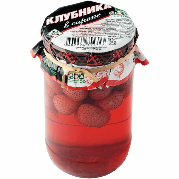 Фрукты EcoFood клубника в сиропе, 365г