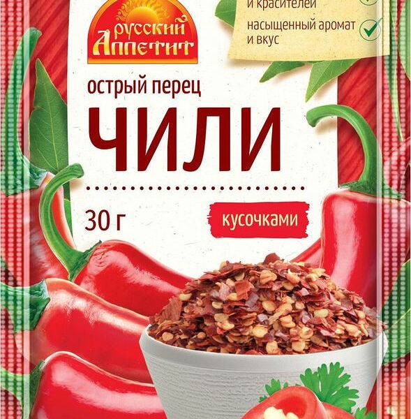Перец чили острый Русский аппетит кусочками 30г