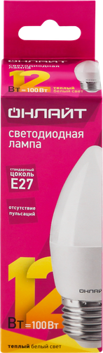 

Лампа светодиодная Онлайт LED 12Вт, 2700К, Е27, свеча Арт. 90057