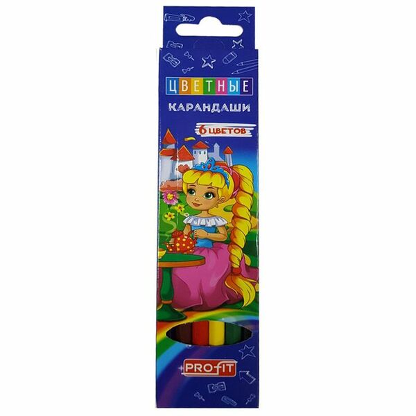 Карандаши Profit цветные деревянные 6 цветов