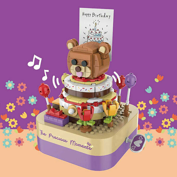 Конструктор JAKI JK1305 Конструктор Музыкальная шкатулка с праздничным медведем