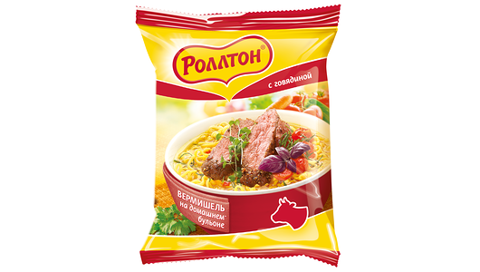Вермишель Роллтон на домашнем бульоне с говядиной 60г