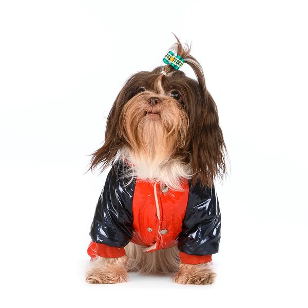 Комбинезон с капюшоном для собак S красный (девочка)