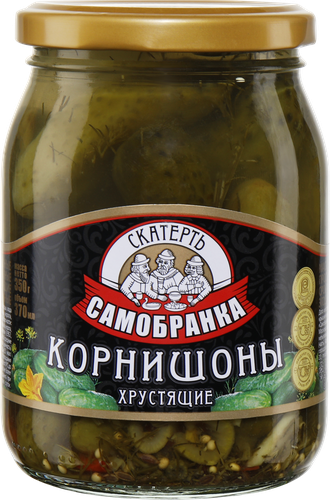 

Корнишоны маринованные СКАТЕРТЬ-САМОБРАНКА Хрустящие, 350г