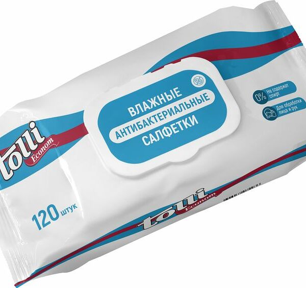 Cалфетки Tolli Econom Antiseptic влажные антибактериальные 120 шт