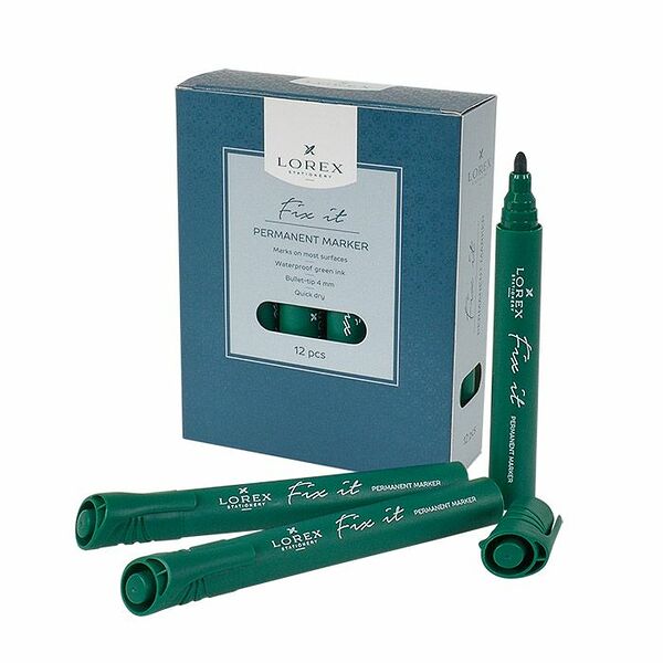 Маркер перманент. LOREX FIX IT 4 мм зелен. круглый