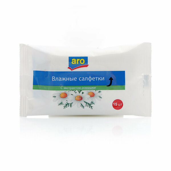 Салфетки влажные с экстрактом ромашки ТM Аro (Аро), 20 шт