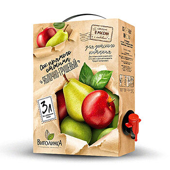 Сок прямого отжима ВитолинкА яблочно-грушевый 3л BiB Россия
