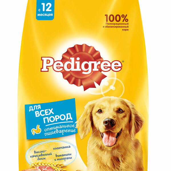 Сухой корм с говядиной для взрослых собак всех пород ТМ Pedigree (Педигри)