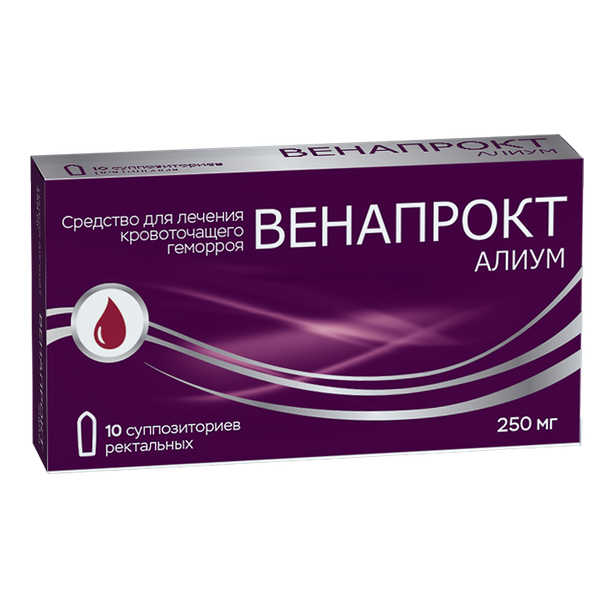 Венапрокт Алиум суппозитории ректальные 250 мг 10 шт
