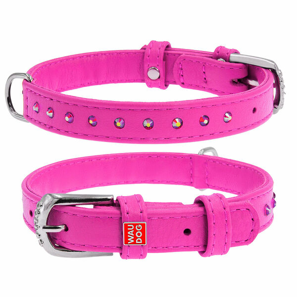 Collar ошейник Waudog Glamour со стразами 18-21 см., Розовый
