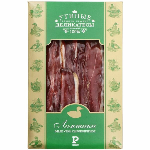 Филе утки Раменский Деликатес сырокопчёное сорт Экстра нарезка, 100г
