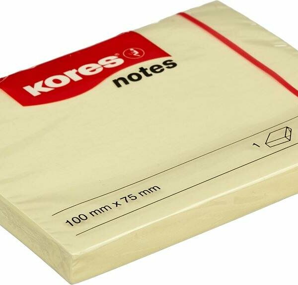 Стикеры Kores бум.для зам. 100х75 желтая 100л. '46100