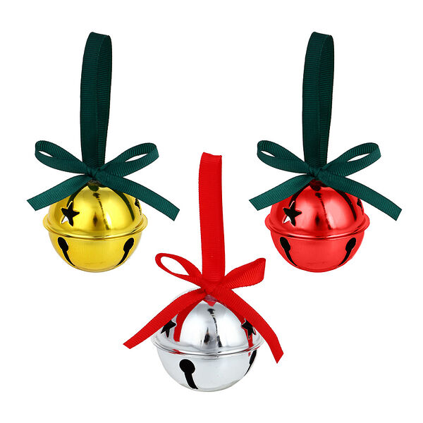 Сноу бум шар-колокольчик матовый, 6см, металл, полиэстер, 2 цвета
