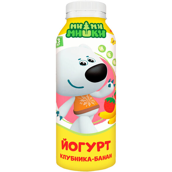 Йогурт питьевой Ми-ми-мишки Клубника банан с 3лет 2.2% 200г