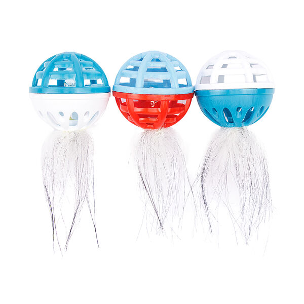 Игрушка для кошек Погремушка с бубенчиком и мехом (3шт)